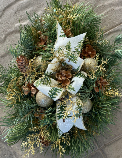 Handmade Christmas centerpiece white fir